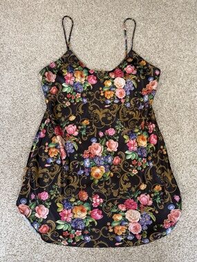 Vintage Circa 2000 Floral Slip Dress Nightgown Lingerie Made in USA Size Large